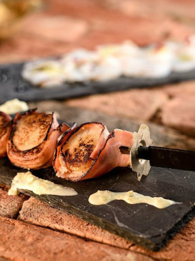 Brochette de Saint-Jacques au lard fumé - Pièce