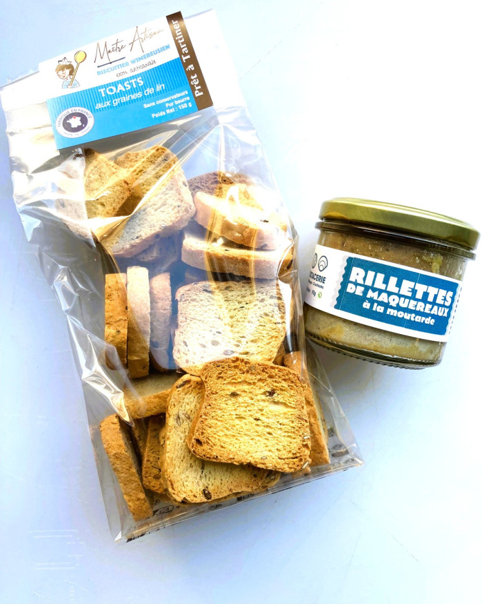 Coffret Rillettes de Maquereaux de La Crustacerie X Toasts aux graines de lin Sophe Farrugia
