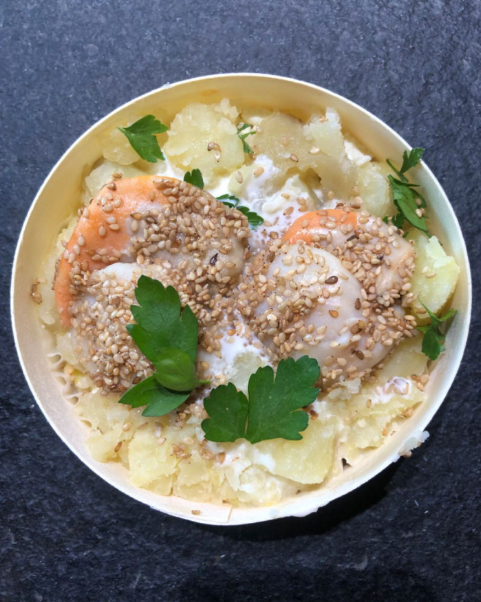 Gratin de Saint-Jacques/Poireaux/Sésame (FAIT MAISON) - La part