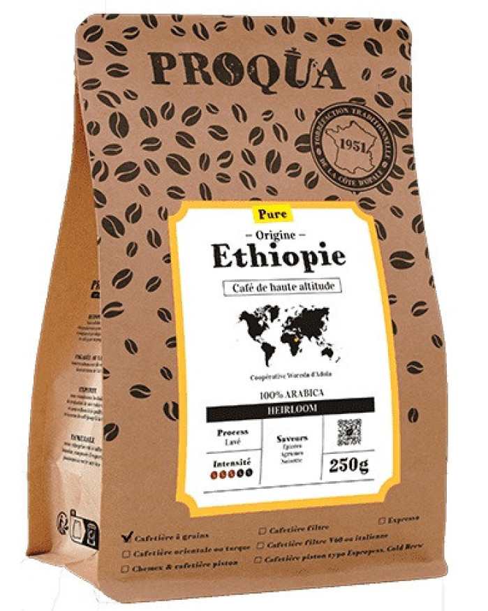 Café Pure Origine - ETHIOPIE - Arabica - Sidama - Nyala - PROQUA - 250g